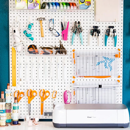6Pcs Pegboard, Peg Board, Pegboard Wall Organizer, Mount Display Pegboard Kits fit Pegboard Storage, Small Pegboard for Craft Room Garage Kitchen, Peg Boards for Walls - White Pegboards Panels