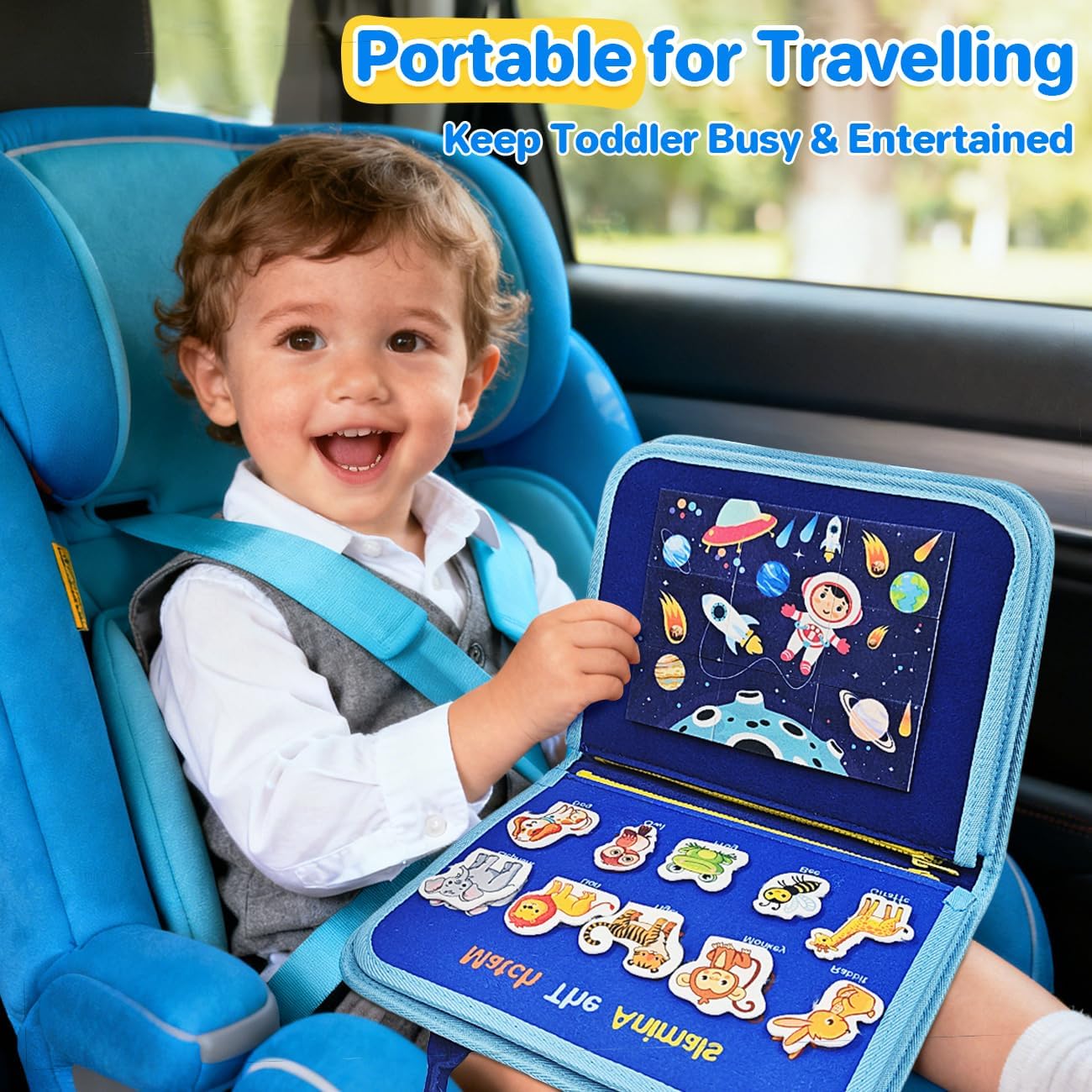 SYHLN Toddler Montessori Busy Board Toys for Little Girl Gifts: Educational Preschool Learning Travel Toys, Busy Book Learning Sensory Toys for Toddler Girls, Girls Unicorn Christmas Birthday Gifts