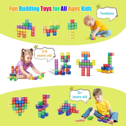 Caferria 1.4 inch Large Magnetic Blocks for Kids, 30pcs Magnet Building Blocks, Preschool STEM Sensory Montessori Stacking Cubes Educational Building Toys for 3 4 5 6 7 8 Year Old Boys Girls