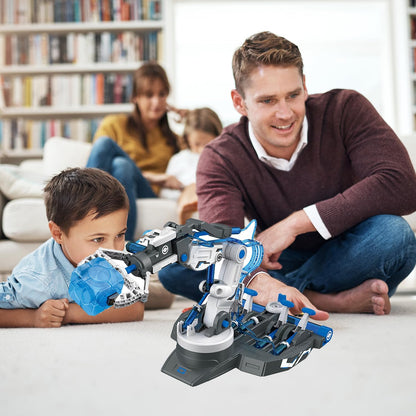 Hydraulic Robot Arm Kit STEM Building Projects Toy Science Kits 3 in 1 Children Hydraulic Mechanical Arm Toy Scientific Experiment for Kids Over 8 Years[Blue]