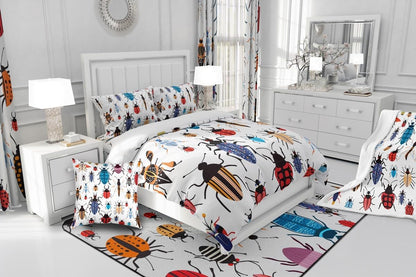 Drum Kit Duvet Cover,Kids Musical Instruments Bedding Set,Rock Music Comforter Cover for Boys Girls Room Decor,Neon Lighting Lightweight Bedspread Cover Twin Size with 1 Pillow Case(No Comforter)