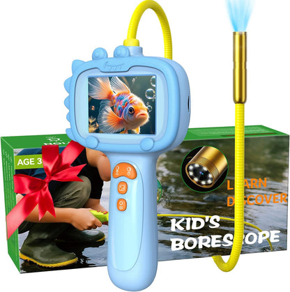 Daxiongmao Borescope Camera with Light for Kids | STEM Science Educational Toy for 3 4 5 6 7 8 Years Old Boys & Girls | Birthday Gift for Outdoor Adventures & Nature Discovery（Blue）