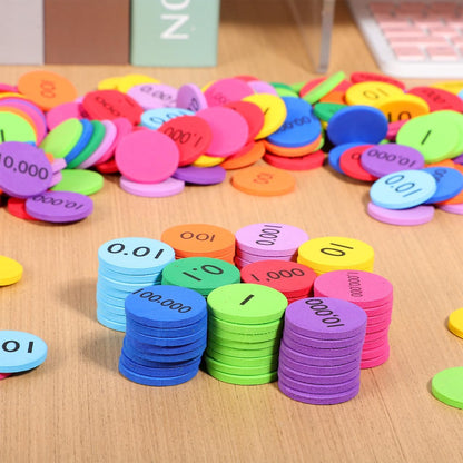 Gatuida 300pcs EVA Place Value Disks, Colorful Counting Chips Early Math Skills Color-Coded Soft Place Value, Educational Math Manipulatives for Kids Learning Elementary School