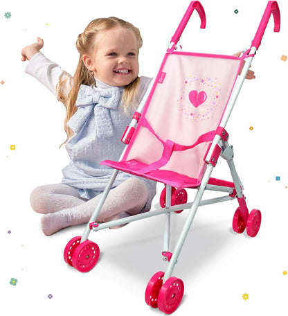 Anivia Stroller Toy Collection Doll Stroller Baby Doll Accessories for Toddlers 1-3Heart Design Gifts for Toddlers and Girls Toy Stroller