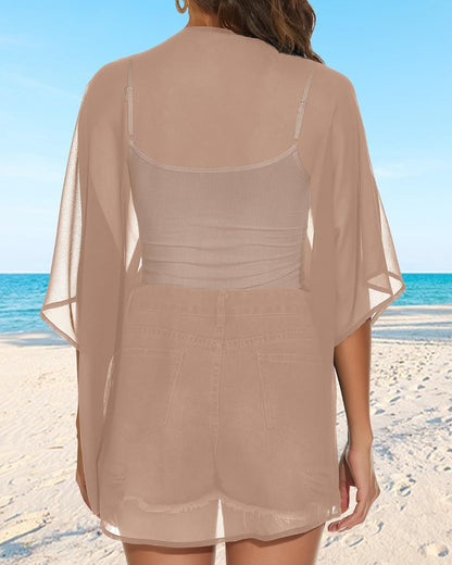Womens Kimono Cardigans Beach Cover ups Swimwear Puff Sleeve Loose Casual Summer Tops 2026