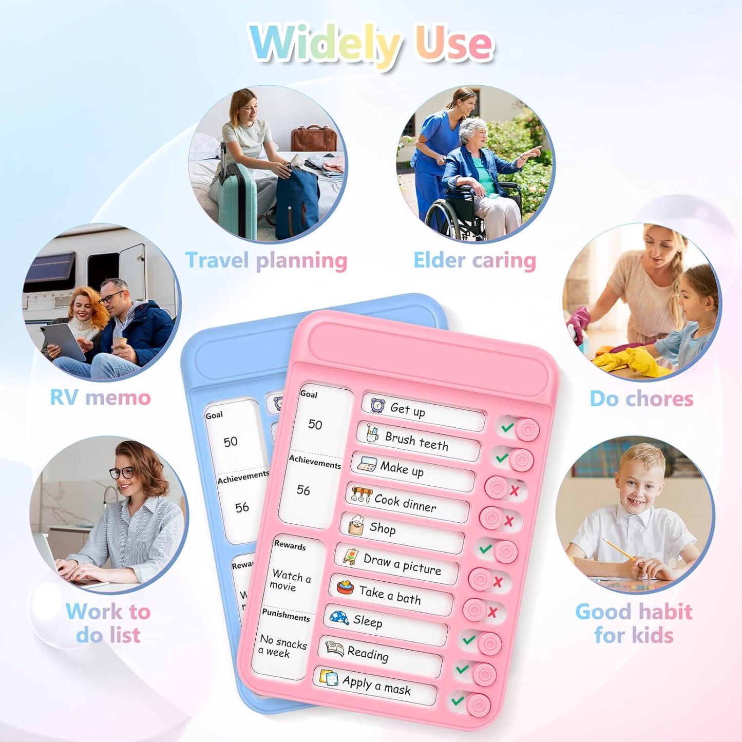 Audab Dry Erase Chore Chart for Kids, Magnetic Checklist Board, My Chores Slider Chart to Do List Board, Routine Reward Chart Schedule Board Task Tracker for Home Refrigerator, Wall, Desk (Pink)