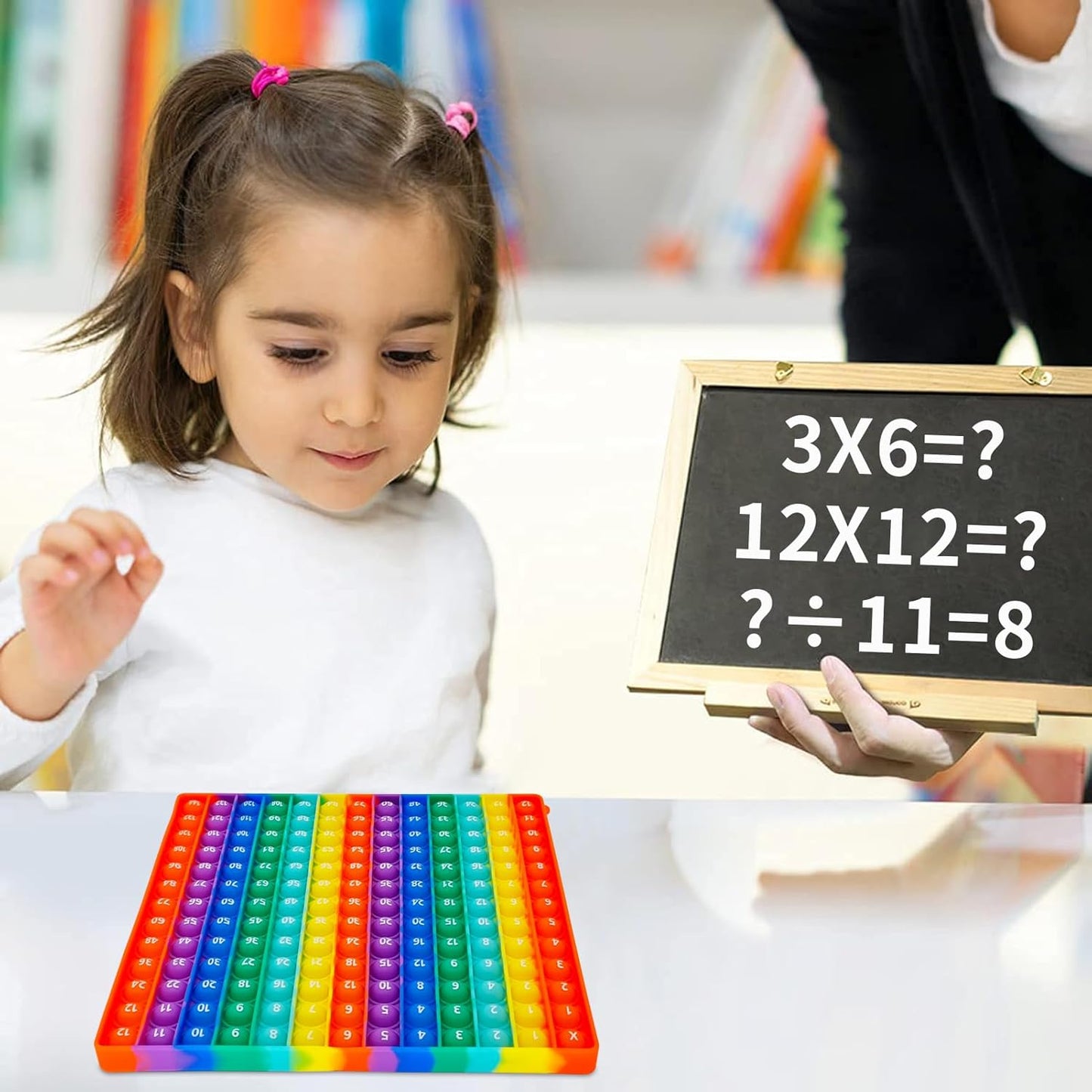 Interactive 12x12 Multiplication Pop Board - STEM Sensory Math Toy with Poppable Bubbles, Classroom & Homeschool Learning Game, Multiplication Table Chart for Kids, Stress Relief Tool, CPC Certified