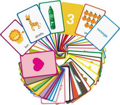 Flash Cards for Toddlers Learning – 54 Double-Sided Alphabet, Number, Color & Shape Cards – Durable Preschool Educational Toys for Kids Ages 2-5, Waterproof & Tear-Resistant, Montessori Early Learning