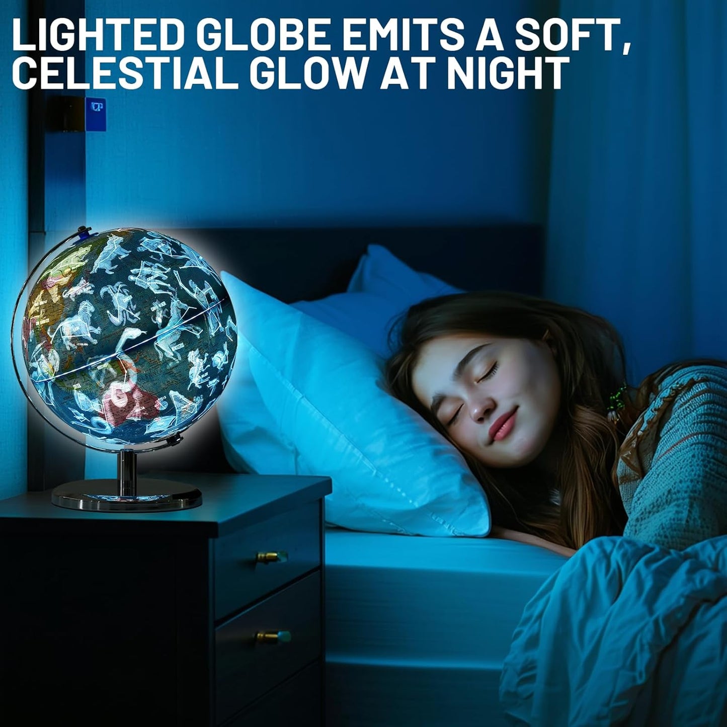 BSHAPPLUS 13 inch Large Globe for Classroom & Home Learning, Political Globe with 195+ Countries, Dry Erase & Waterproof Surface, Solid Stainless Steel Base (No Assembly Required)