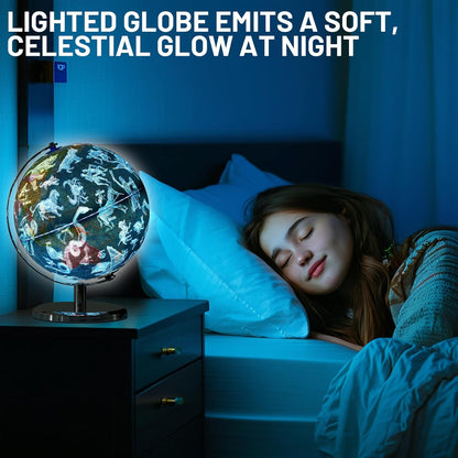 BSHAPPLUS 13 inch Large Globe for Classroom & Home Learning, Political Globe with 195+ Countries, Dry Erase & Waterproof Surface, Solid Stainless Steel Base (No Assembly Required)