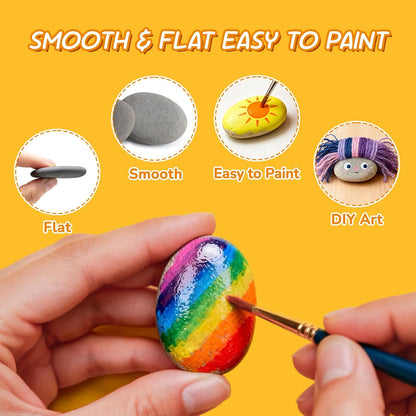 Simetufy 15 Pcs Rocks for Painting, River Rocks to Paint, 2"-3" Flat Painting Rocks, Smooth Rocks for Crafts, Natural Stones for DIY, Kindness Rocks Garden Decoration