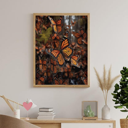 VstaDank Monarch Butterflies Diamond Painting Kits Exquisite DIY Full Round Drill Diamond Dots Painting for Adults Beginner Diamond Photo Paint with Diamond Picture Art Wall Decor 12"x20"