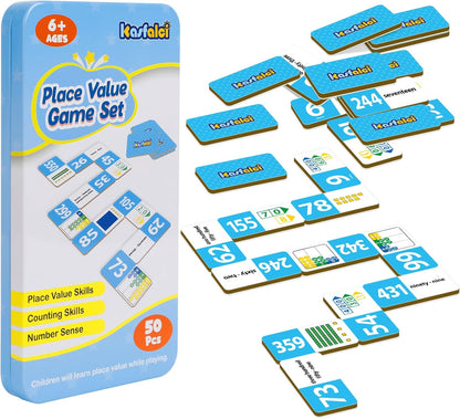 Kasfalci Multiplication Dominoes Set,Math Manipulatives Games for Kids,Counting Toy,Learning Games,Preschool Learning Activities,Homeschool Supplies,Kindergarten Classroom Must Haves,1st 2nd 3rd Grade