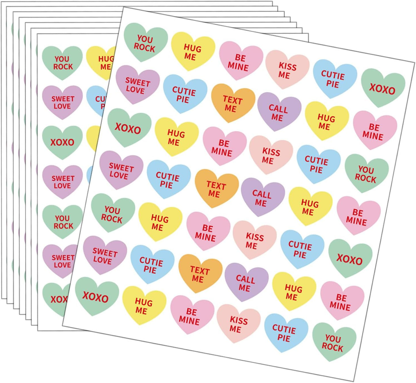 JULMELON 672 PCS Valentines Day Heart Stickers for Kids Conversation Heart Stickers Removable Labels Cards for Candy Envelopes Gifts Classroom Valentine’s Day Party Decorations