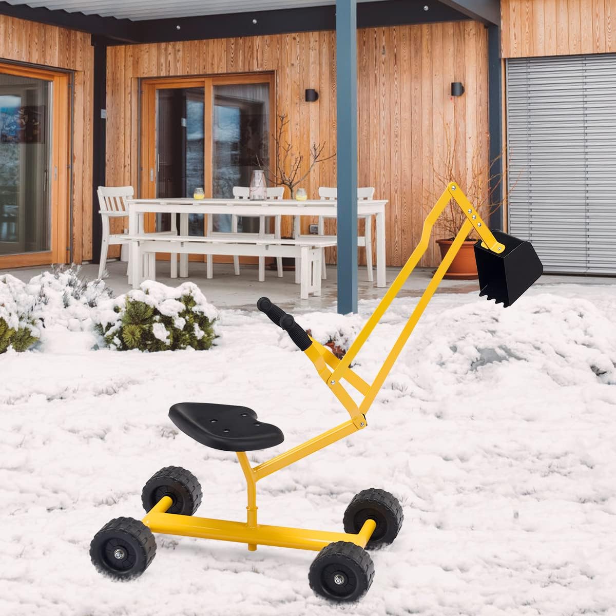 Costzon Kids Ride on Sand Digger with Wheels, Heavy Duty Steel Digging Scooper Excavator Crane with 360° Rotatable Seat for Dirt, Snow, Beach, Outdoor Sandbox Play Toy