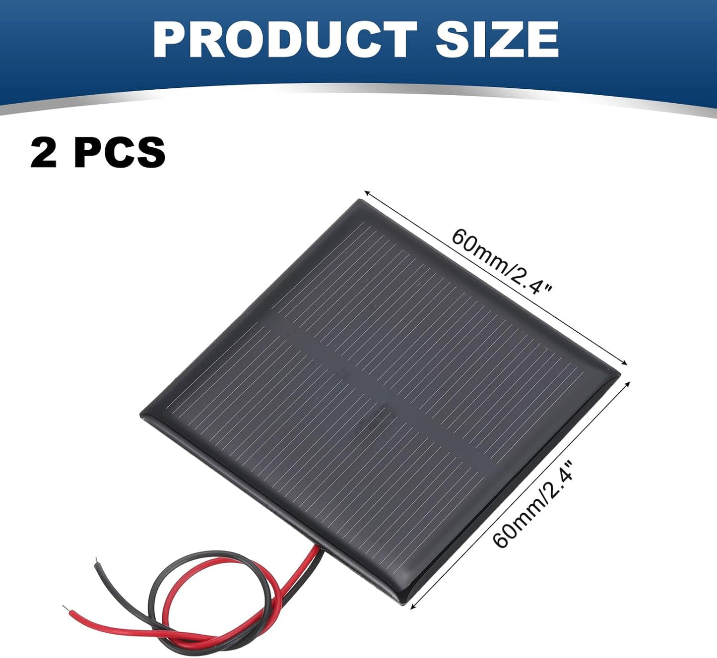 MECCANIXITY 2 Pcs 5.5V 0.44W 70mA Mini Solar Panels, Small Polycrystalline Solar Cell Panel with 2 Cable for DIY Electric Toy Materials Kits Charger, 60mm x 60mm