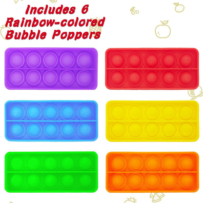 Ten Frame Pop Board, Fidget Toys for Classroom, Quiet Sensory Toys Bubble Poppers, Pop for Counting Math, Focus Tools for Kids, Montessori Educational Toy Gift for Kindergarten (Set of 6)