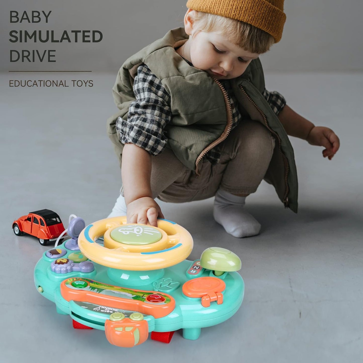 Caterbe Steering Wheel for Toddlers Toys, Baby Montessori Toy for Educational Gift