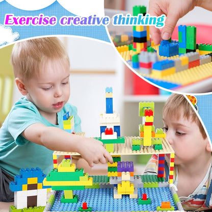 TORMEN 10x5 inch Classic Baseplates, Building Bricks Plates Compatible for Major Brands, & STEM Activities, Inspiring Creativity & Learning(Green*4