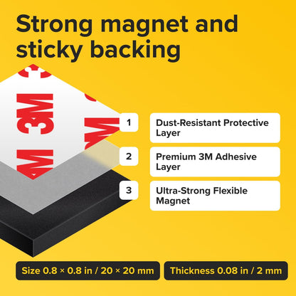Hyper-Sticky Magnets with Adhesive Backing (300 pcs) - Strong Magnetic Squares for Whiteboard, Fridge, Crafts - Easy to Cut Stickers for Planning and Organization - Science Education Magnets