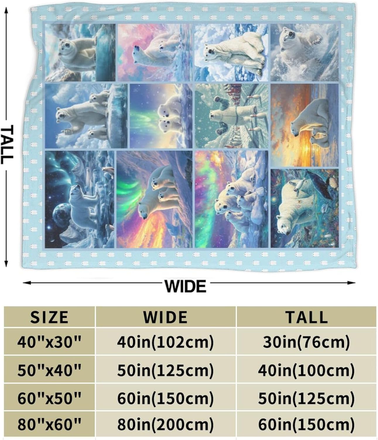 Bear Print Blanket Cute Baby Bear Fleece Throw Blanket Fuzzy Plush Super Soft Cozy Warm Decor Blanket Toddler Nursery Gifts for Boys Girls Kids Adult Men Women 40"x50"