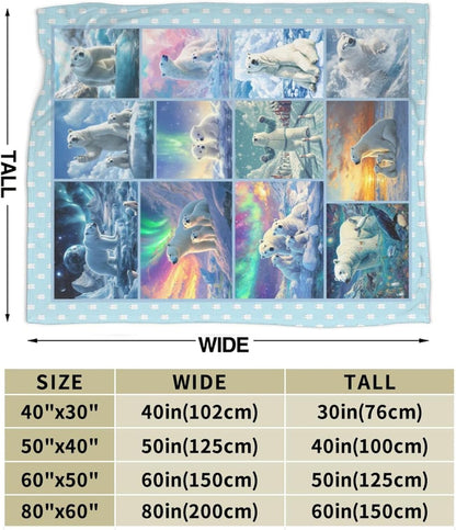 Bear Print Blanket Cute Baby Bear Fleece Throw Blanket Fuzzy Plush Super Soft Cozy Warm Decor Blanket Toddler Nursery Gifts for Boys Girls Kids Adult Men Women 40"x50"