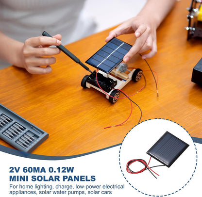 MECCANIXITY 2 Pcs 5.5V 0.44W 70mA Mini Solar Panels, Small Polycrystalline Solar Cell Panel with 2 Cable for DIY Electric Toy Materials Kits Charger, 60mm x 60mm