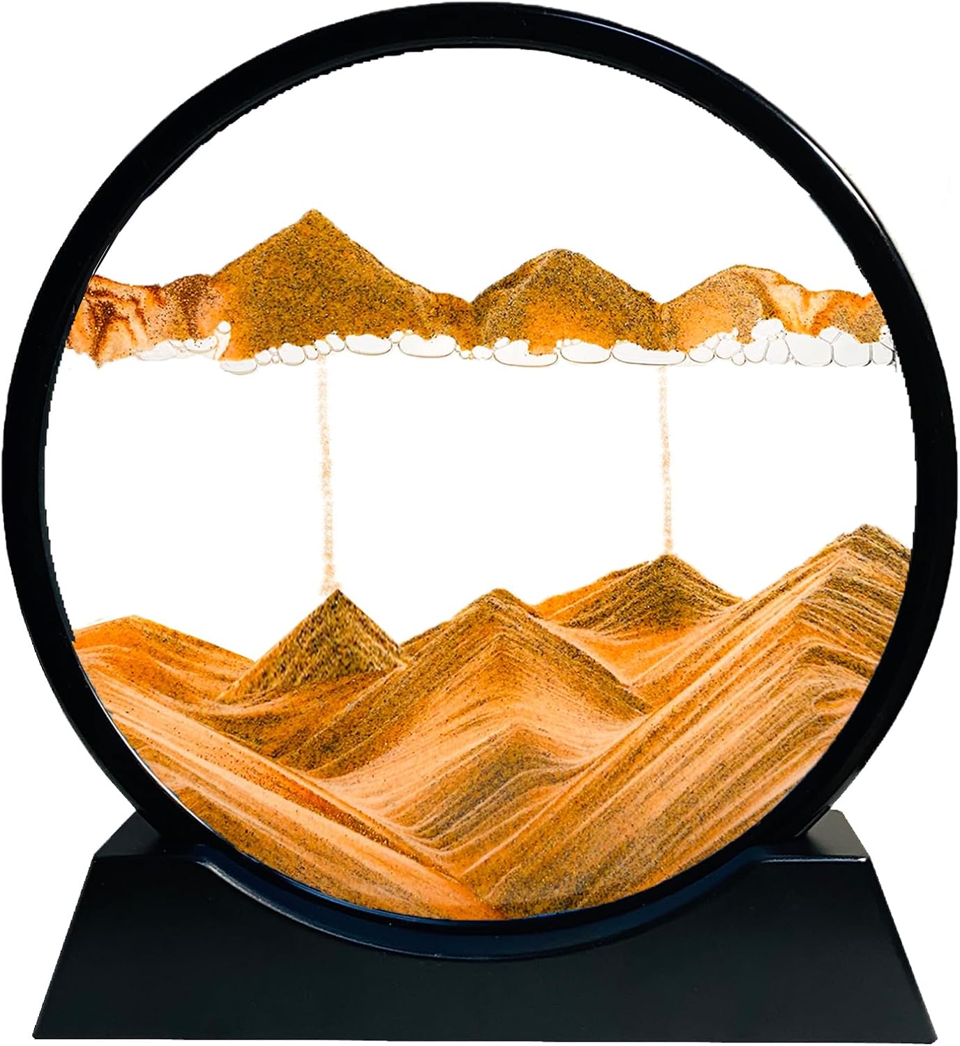 SANDCLE Moving Sand Art Liquid Motion - Moving Sand Art Picture Decor 3D Deep Sea Sandscape, Round Glass Frame Display Flowing Sand Relaxing Toy for Desktop Home Office Work Decoration(Blue, 12")