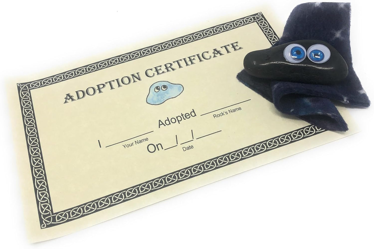 Rock Pet Adoption Kit Funny Novelty Gag Gift (Green Eyes)