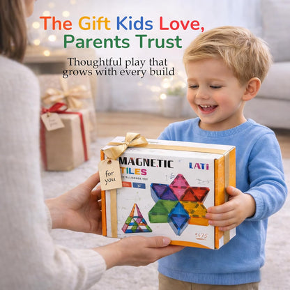 LATI Magnetic Tiles Starter Set for Kids,Beginner Magnetic Building Blocks for Early Learning, Build in 2D & 3D, Open-Ended STEM Building Toy,Easy to Start for Early Builders,Toy Gift for Ages 3–6