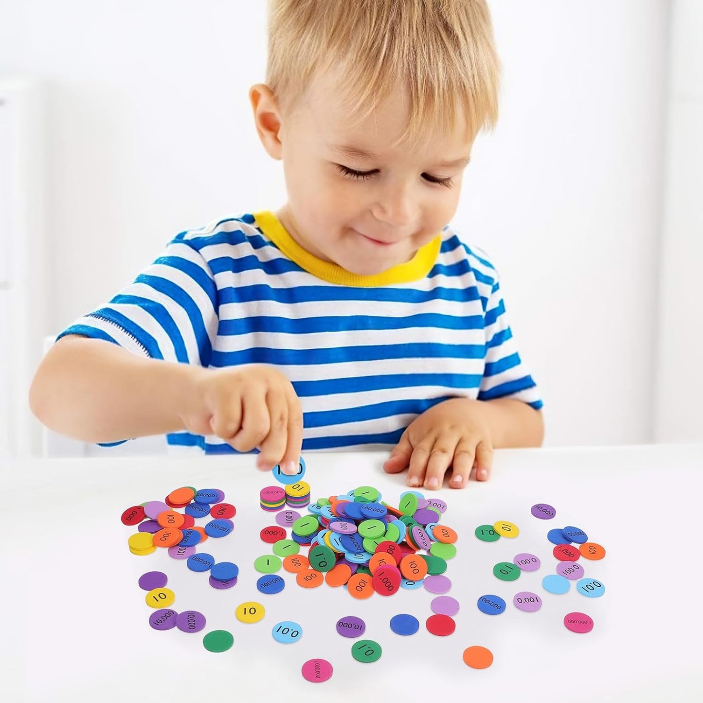 Uonlytech Eva Foam Place Value Counting Chips for Kids Base 10 Math Education Materials for Classroom and Home Learning (Pack of 300)