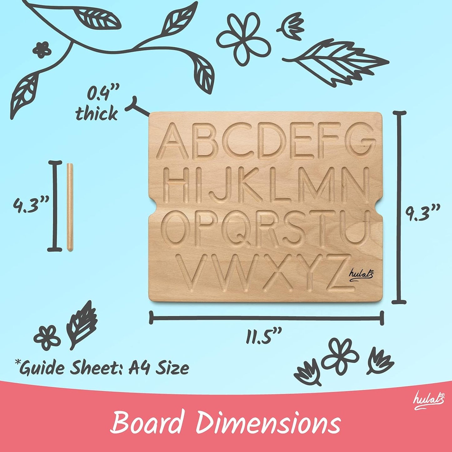Hulats Learn to Write: Portable Wooden Alphabet Letter Tracing Sensory Pad Board - Toddler Writing Practice for Kids Age 3-5, Montessori Toys for 3+ Year Old, Letter Tracing for Kids 3-5 Writing Tools