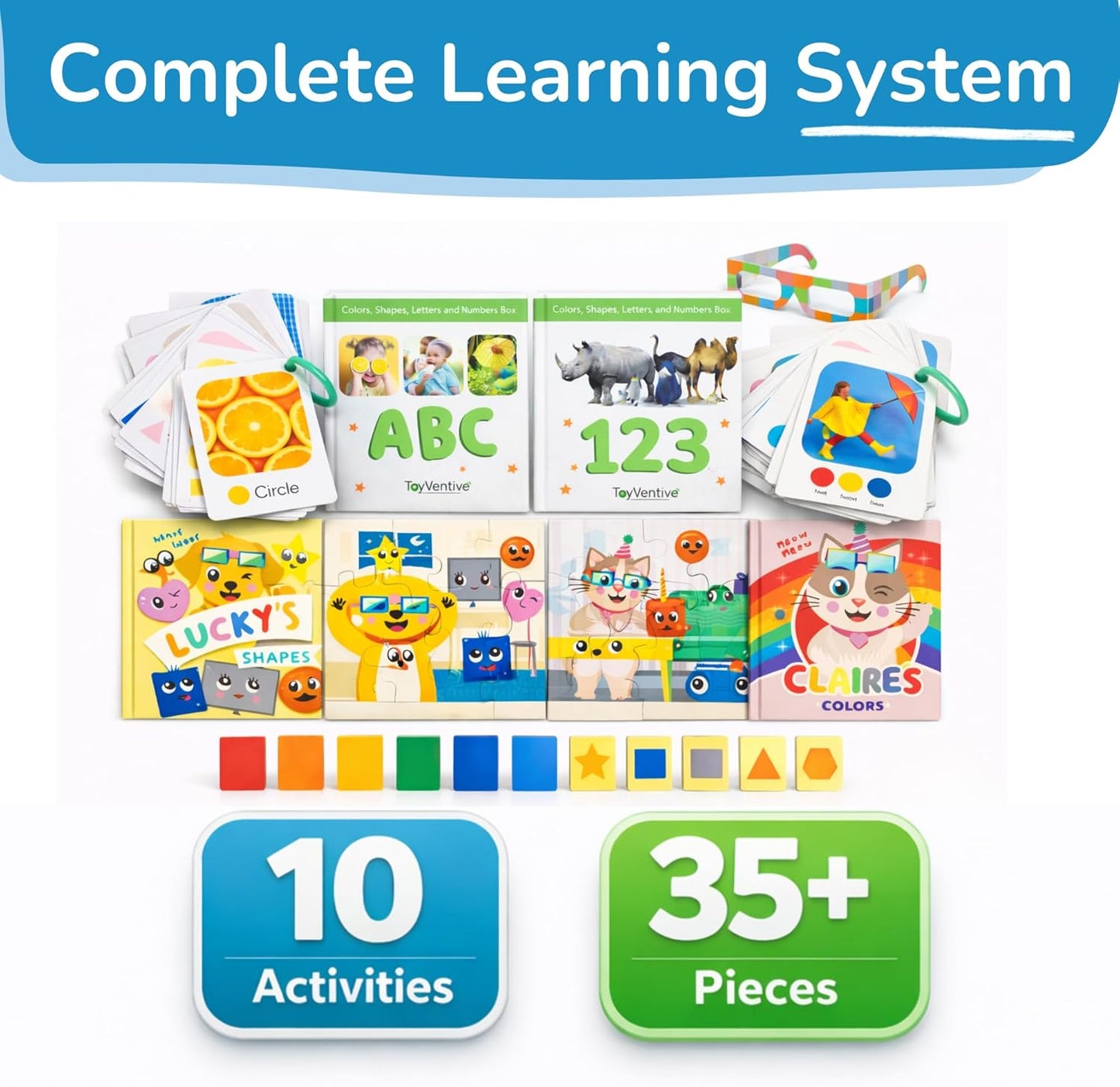 Preschool Montessori Learning Kit With Busy Book For Toddlers 1-3- Baby Flash Cards - Quiet Activity Books - Puzzles Ages 2-4 - Flashcards 3-5 Years - 1 Year Old Boy Gifts -1st Birthday Toys For Girls