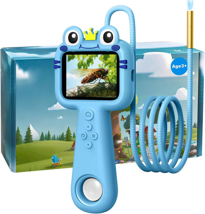 Toy Borescope Camera with Ligh for Kids - Ourdoor Educational STEM Toy Gift for 4 5 6 7 8 9 10 Years Old Boys Girls Birthday, Kids Toy Camera for Outdoor Adventures & Nature Discovery (Blue)