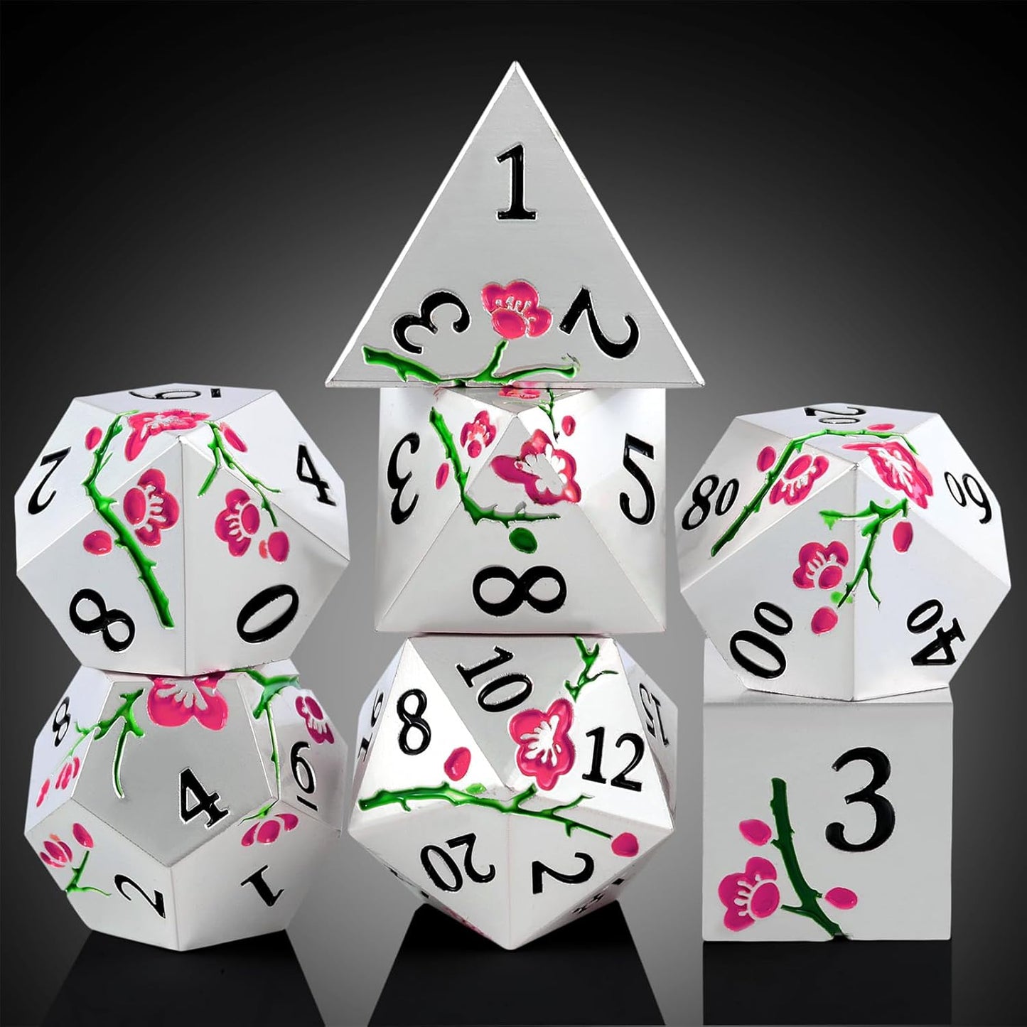 DnDnD Heavy Polyhedral Metal Dice Set with Metal Box, 7-die Shiny Blue Surface with Golden Number for RPG,Dungeons and Dragons,Pathfinder,Shadowrun,D&D,Role Palying Game and Math Teaching - Colors B