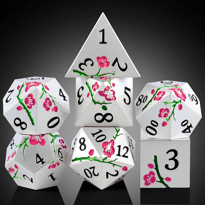 DnDnD Heavy Polyhedral Metal Dice Set with Metal Box, 7-die Shiny Blue Surface with Golden Number for RPG,Dungeons and Dragons,Pathfinder,Shadowrun,D&D,Role Palying Game and Math Teaching - Colors B