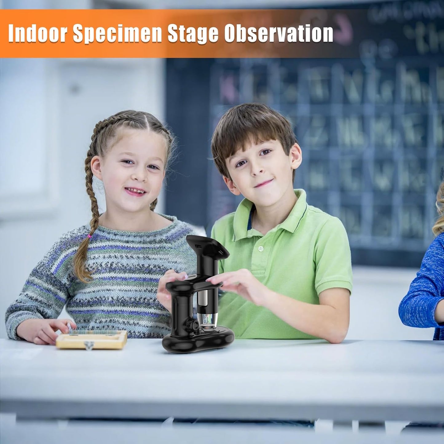 Kids Digital Microscope with 2inch IPS Screen, HD 1080P Handheld Pocket Microscope Science Kit for Children, Comes with 32GB SD Card