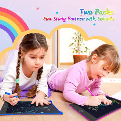TECJOE 10 Inch 2 Pack LCD Writing Tablet, Colorful Doodle Board Drawing Tablet for Kids, No Mess Toddler Travel Learning Toys, Christmas Birthday Gifts for 3 4 5 6 7 8 Year Old Boys Girls Preschooler