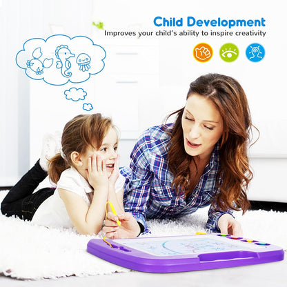SGILE Toddler Toys for Kids, Large Magnetic Drawing Board for Birthday Gift, Toys for 1 2 3 4 Year Old Girls Boys, Etch & Sketch Pad with 4 Stamps, Learning and Educational, 16 ×13 in, Blue