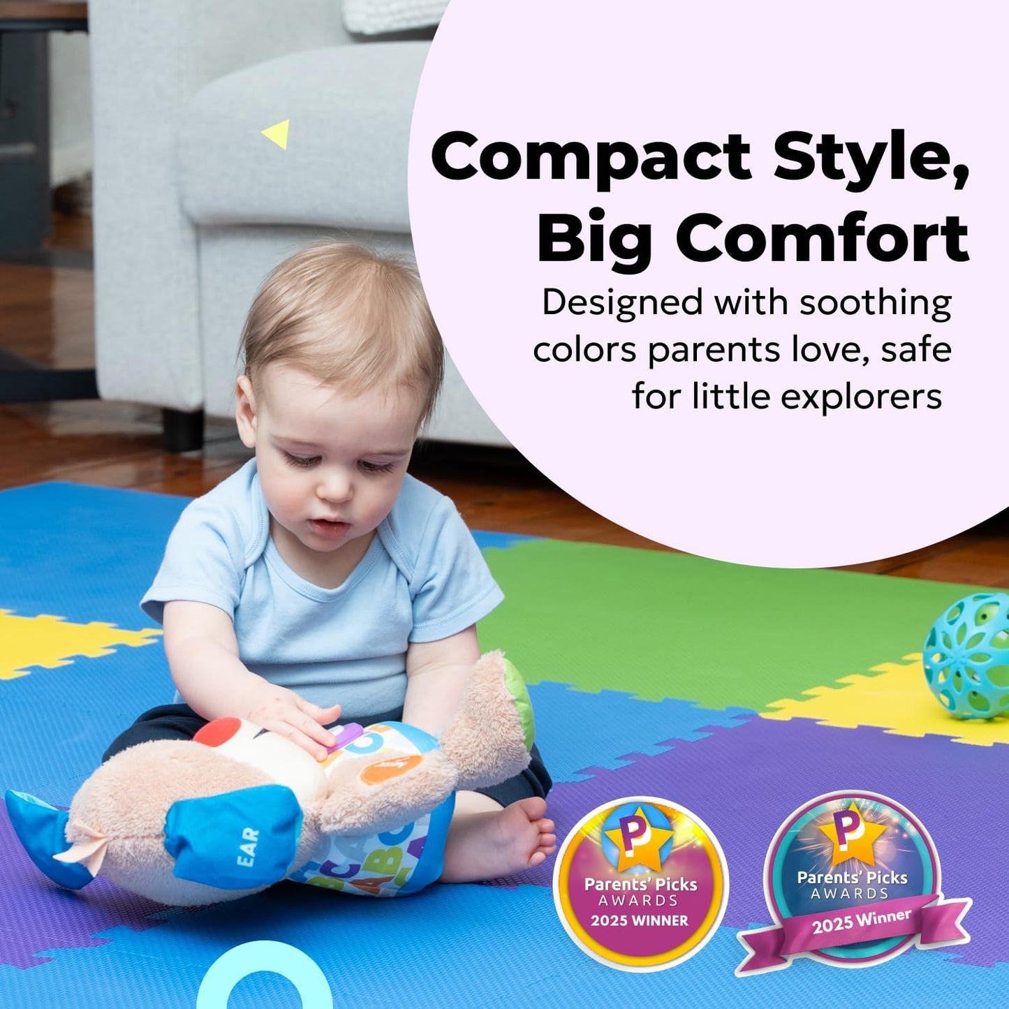 MioTetto Baby Play Mat, Soft Foam Floor Tiles for Kids. Adjustable Interlocking Foam Tiles, Fits with 50x50 Playpen Baby mat for Crawling & Development, Safe & Non-Toxic Playmat for Babies 6-12 Months