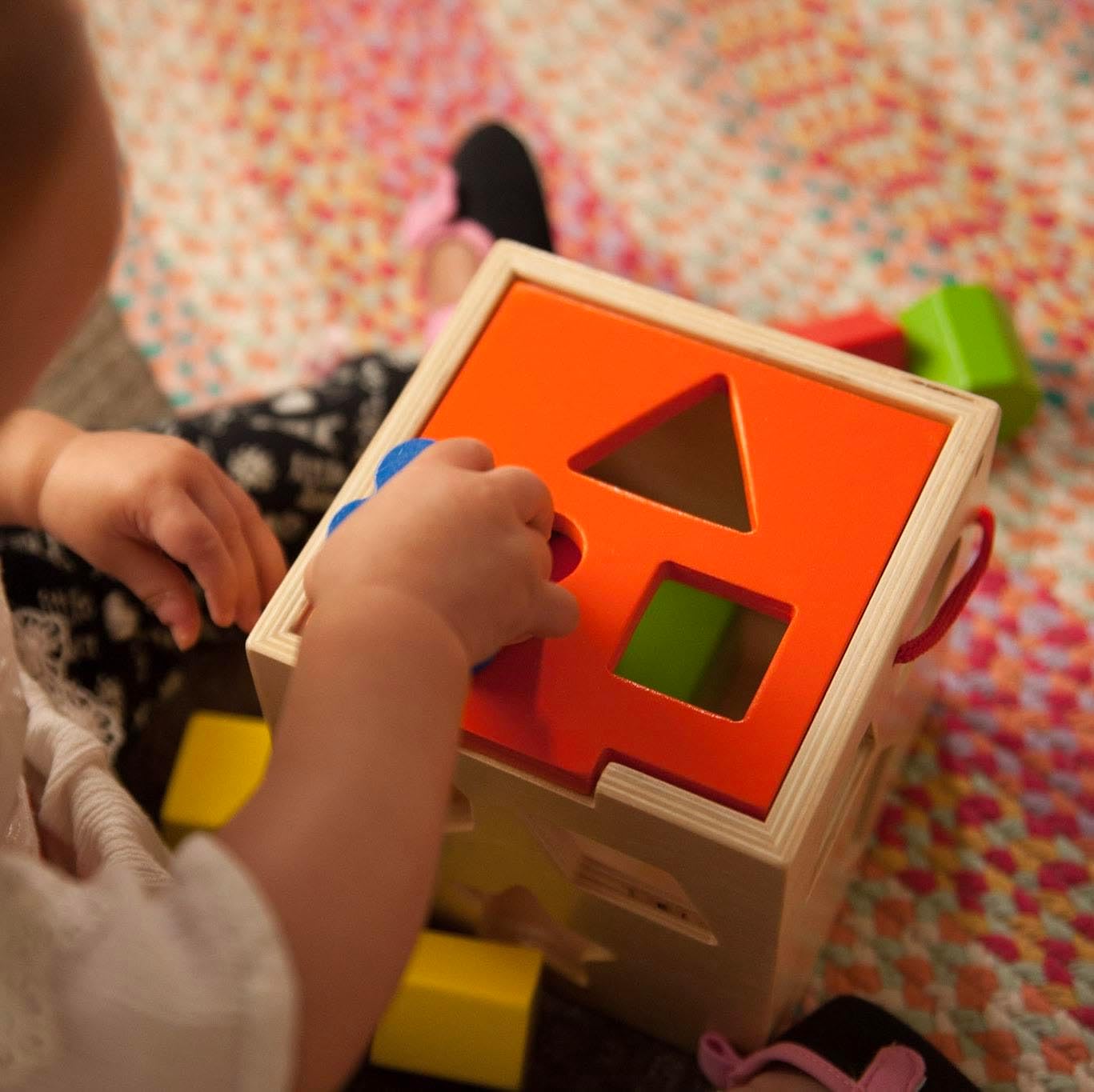 Fat Brain Toys Take-Along Shape Sorter - Wooden Montessori Learning Toy, 12 mos+