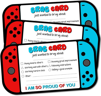 LOVEDMORE Video Game Theme Positive Brag Card, Teacher Mail for Elementary Classroom Must Have Rewards to Students, Elementary Teacher Supplies