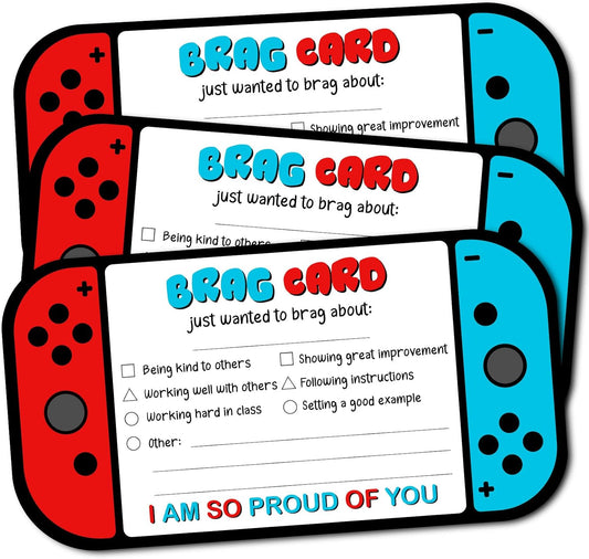 LOVEDMORE Video Game Theme Positive Brag Card, Teacher Mail for Elementary Classroom Must Have Rewards to Students, Elementary Teacher Supplies