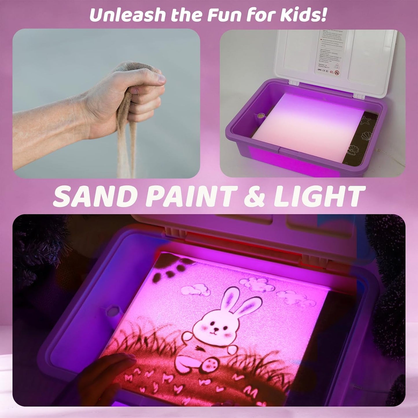 ColorWeaveArt Play Sand Art Box Toys Luminous Sand Painting Gifts for Girls Ages 4, 5, 6, 7, 8, 9,10,11,12 +Year Old, 4-12 Years Old Birthday Toy Gift for Girls Boys Party Sensory Bins