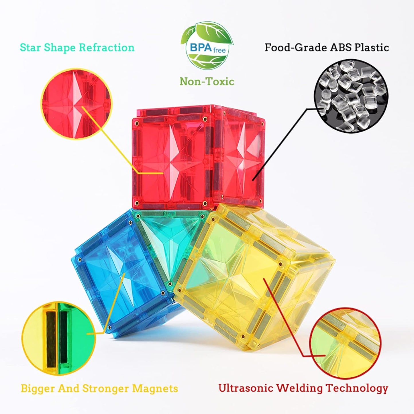 MEGAGONTILES Marble Run Magnetic Tiles Set 120PCS | STEM-Authenticated Magnetic Building Blocks with Marble Track Pieces | Educational Construction Toy for Kids Ages 3–8 (Boys & Girls)