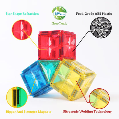 MEGAGONTILES Marble Run Magnetic Tiles Set 120PCS | STEM-Authenticated Magnetic Building Blocks with Marble Track Pieces | Educational Construction Toy for Kids Ages 3–8 (Boys & Girls)