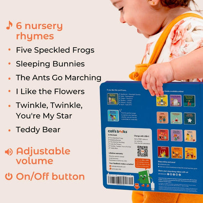 Cali’s Books Wind Down – USB-C Rechargeable Baby Book for Toddlers 1-3, Headphone Jack, Expert-Designed Bedtime Musical Book with Gentle Activities and Affirmations for a Calming Nightly Routine