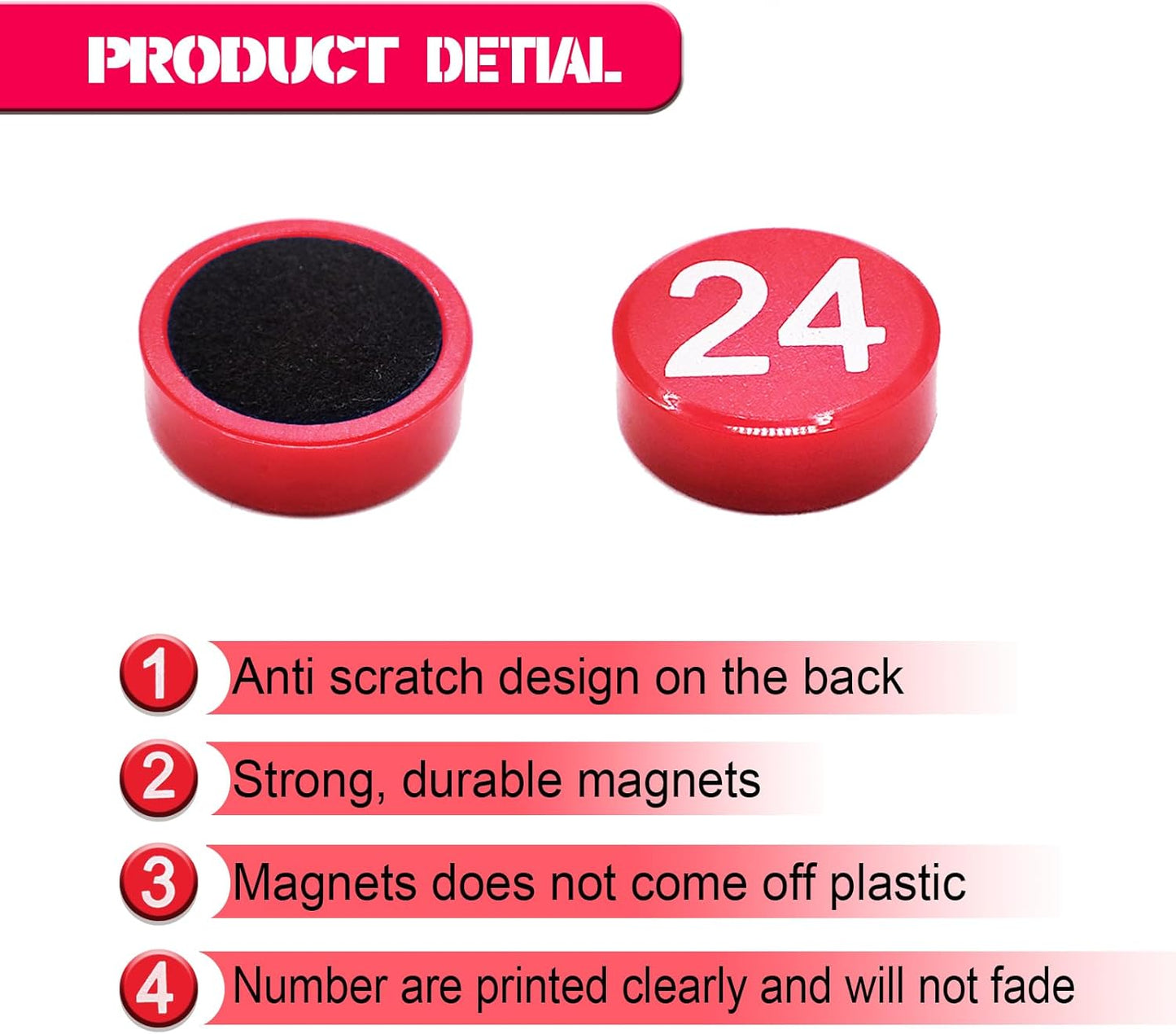 1-50 Magnetic Numbers, Magnets with Number for Dry Erase Boards, Round Number Refrigerator Magnets for Whiteboard in Home and Office (0.8" Diameter, Black)