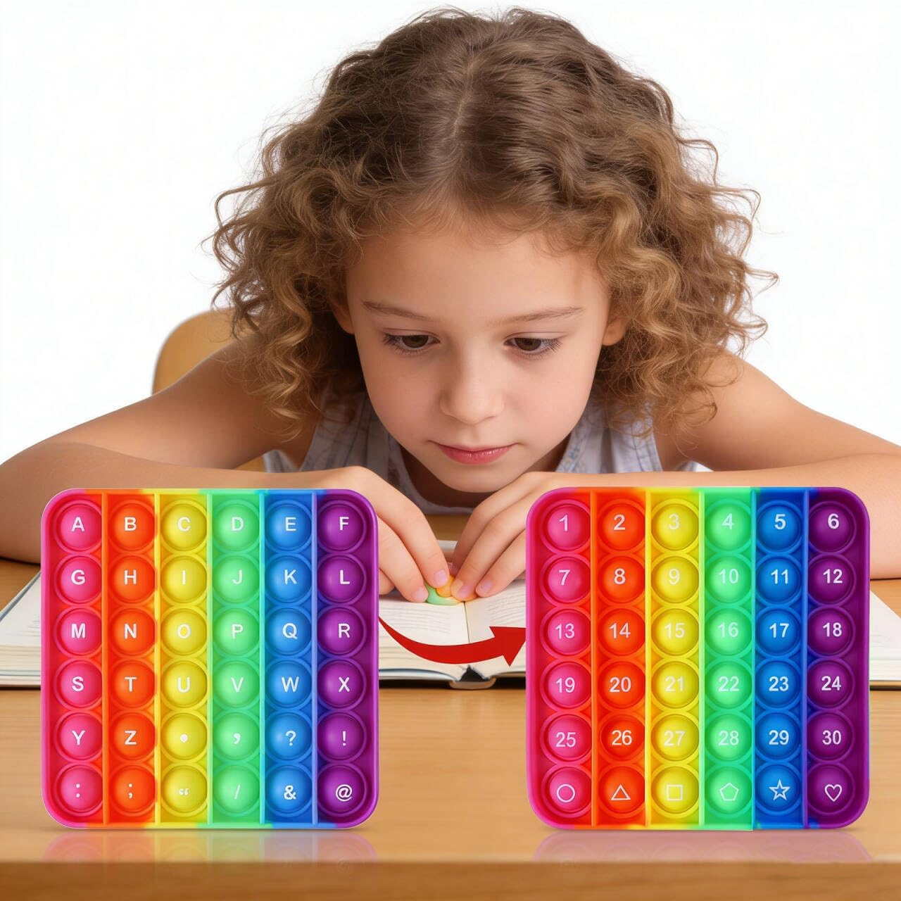 Multiplication Game Table Digital Multiplication Board Game, Addition and Multiplication in One, Rainbow Dimple Fingertip Toy, Create Stress-Relieving Math Manipulation (1 Piece)