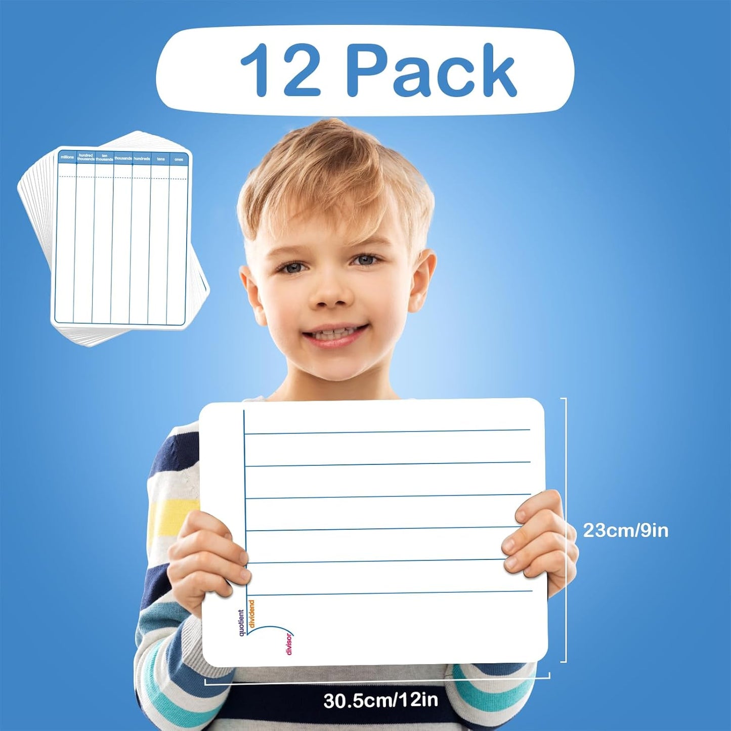 Aizweb 12 Pack Dry Erase Board Card,9" x 12" Small Whiteboard Number Line 120 Numbers Chart Ten Frame,Math Manipulatives Addition Subtraction Game for Student Classroom Must Haves Teacher Supplies